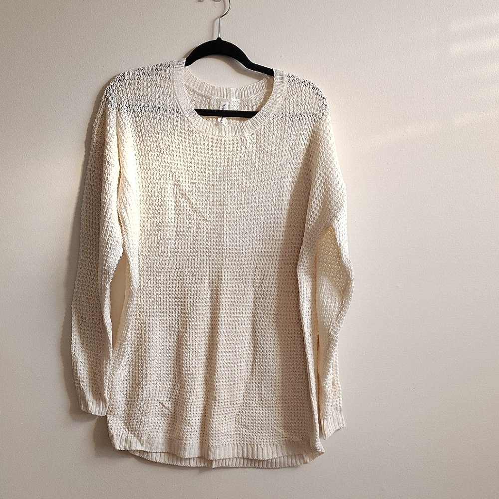 Zenana Cream Waffle Knit Sweater | Plus Size Lightweight Pullover